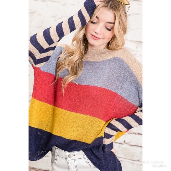 Sweaters - ❤️LAST 2! Lightweight Striped Boyfriend Sweater!